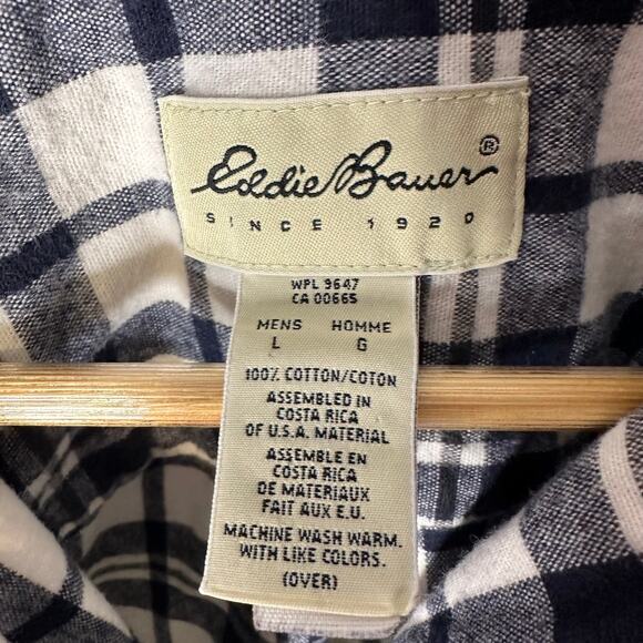 Eddie Bauer Men's Dark Blue Flannel Button Down Warm Shirt Large - Picture 4 of 5